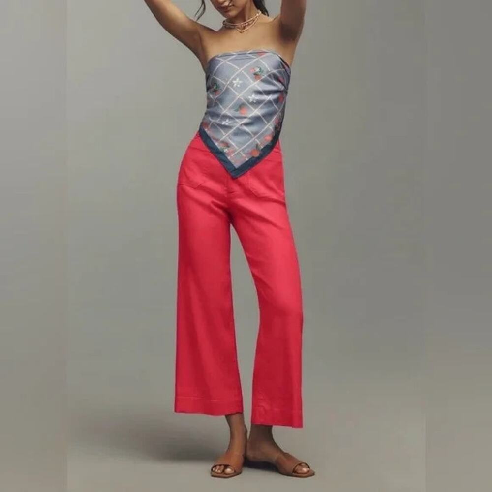 Anthropologie Red Wide-Leg Pants